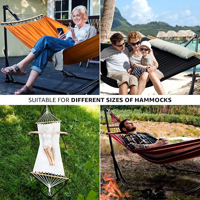 Tranquillo Unity Signature Steel Hammock Stand – 800 lbs Heavy-Duty Frame with Smooth, Noiseless Swing, Pre-Assembled for Quick Setup, Perfect for Indoor & Outdoor Relaxation; Black