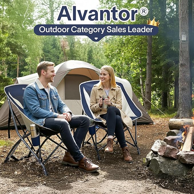 Alvantor Portable Folding Camping Chair, Heavy Duty Support Outdoor Chair with Breathable Mesh & Padded Seat, for Camping, Hiking, Sports and Outdoor Activities