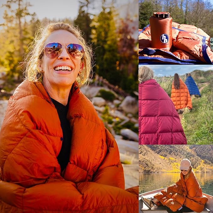 Horizon Hound Puffy Down Camping Blanket - Outdoor Travel Quilt | Sustainable, Insulated, Lightweight & Warm Gear for Sleep, Camping, Stadium, Hiking & Festivals | Water Resistant, Packable & Compact