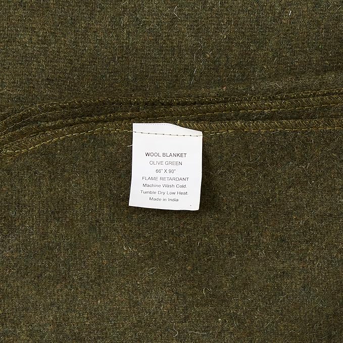 EverOne Olive Drab 80% Wool Fire Retardant Blanket - 66" X 90",(Pack of 10)