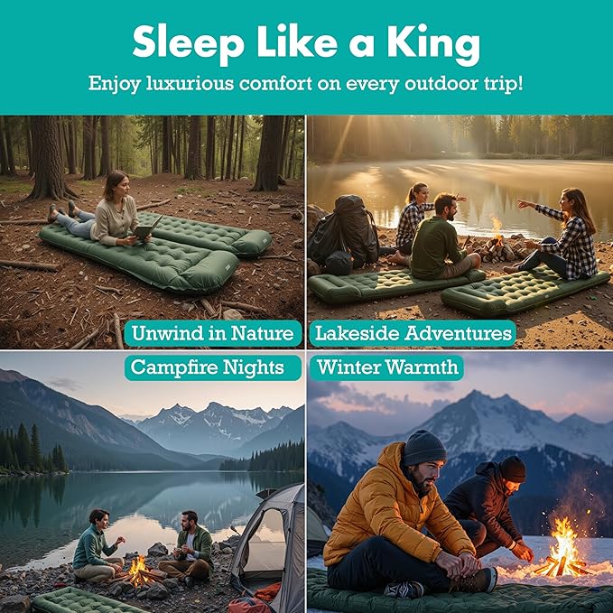 Sleepingo Sleeping Pad for Camping, Green Nylon TPU, Lightweight & Compact, Ideal for Camping and Hiking, Durable Material