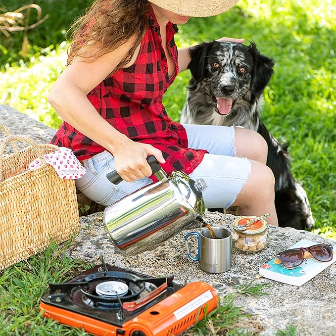 Mixpresso Stainless Steel Coffee Percolator Stovetop, 52 oz Classic Percolator Coffee Pot, Great For Camping Pot, 12 Cup Stove Top Espresso Maker, Cool-Touch Handle