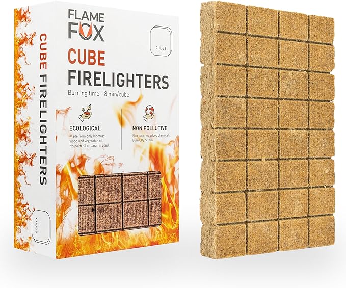 Flamefox Fire Cubes 160pcs - Quick Lighting Fire Starter for Fireplace, Wood Stove, BBQ, Camping - Easy Ignition, Long & Clean Burning, Weather Resistant Fire Lighter