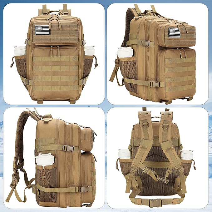 Lovelinks21 45L Tactical Assault Backpack 3 day assault pack with Molle Waterproof backpack Rucksack for Tactical Backpacks (khaki)