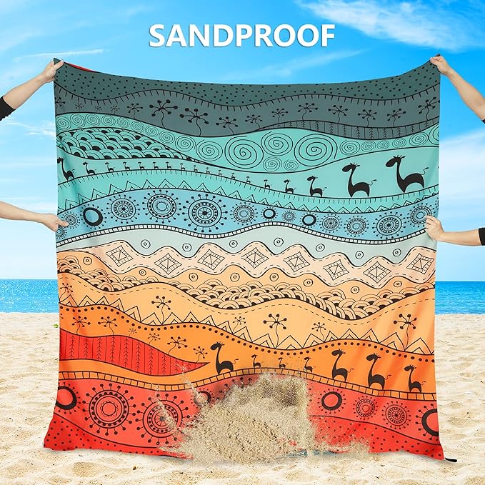 HIHOHO Beach Blanket Waterproof Sandproof Extra Large Beach Mat 79" X 83"/120"x108"for 1-8 Adults Quick Drying Durable Outdoor Picnic Mat for Beach Travel Camping Hiking
