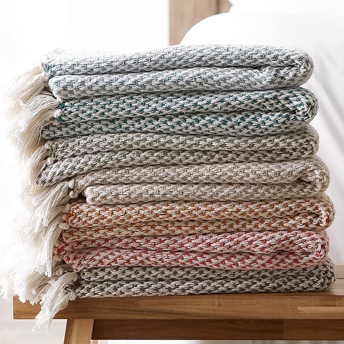 DII Woven Throw Collection 100% Cotton, Basketweave, 50x60, Spice