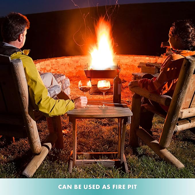 Vaygway Flatpack Portable Foldable Stainless Steel Grill and Fire Pit- Premium Quality Portable Travelling BBQ Grill- Wood Burning Charcoal Grill- For Camping, Hiking, Picnics (1 Pack)
