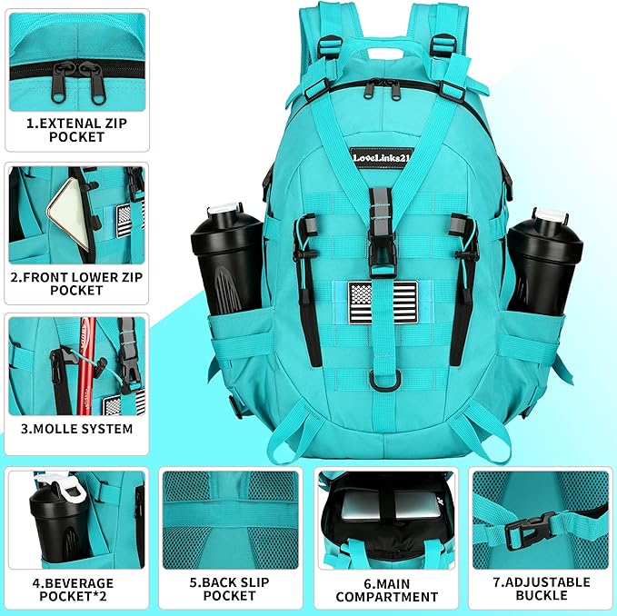 Lovelinks21 25L Tactical Backpack Hiking Daypacks Outdoor Military Molle Bag EDC Rucksack Motorcycle Backpack for Camping