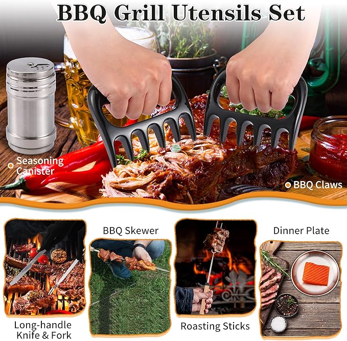 Camping Essentials Cookware Cooking Utensils Set - Portable Camp Kitchen Mess Kit Outdoor Accessories, Stainless Steel & Silicone, Camping Gear Equipment for RV Picnic Grill, Green Pro