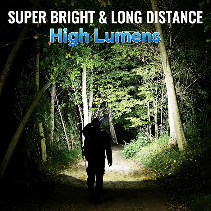 Rechargeable Flashlights High Lumens, 90,000 Lumens Super Bright LED Flashlight Tactical Flashlight with LCD Digital Display, 5 Modes Zoomable Waterproof Powerful Handheld Flashlight for Home