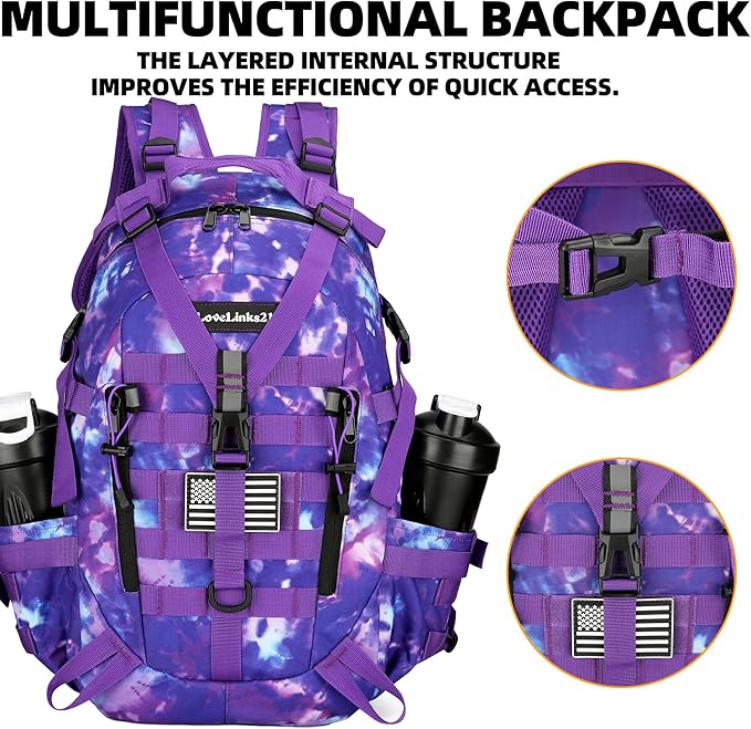 Lovelinks21 25L Tactical Backpack Hiking Daypacks Outdoor Military Molle Bag EDC Rucksack Motorcycle Backpack for Camping