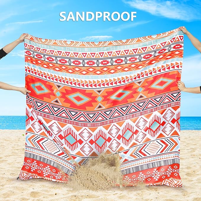 HIHOHO Beach Blanket Waterproof Sandproof Extra Large Beach Mat 79" X 83"/120"x108"for 1-8 Adults Quick Drying Durable Outdoor Picnic Mat for Beach Travel Camping Hiking