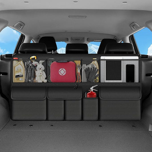Hanging Car Trunk Organizer Fit For Forester Foldable Large Capacity 41.3x20 inch Backseat Trunk Organizers Storage, Car Accessories Interior, with Multi Pockets Black