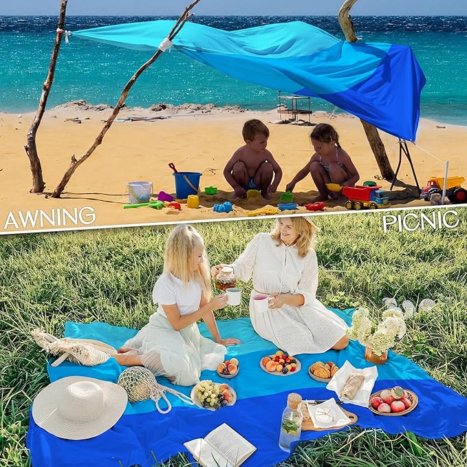 BYDOLL Beach Blanket 10'X9' Waterproof Sandproof Suits1-8 Adults Oversized Lightweight Large Blanket Picnic Mat for Beach Sand Free Travel Camping Hiking Picnic