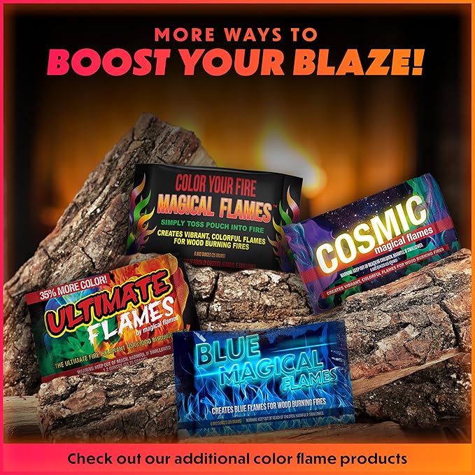 Magical Flames Fire Color Packets (50 Pack), Vibrant Multi-Color Fire for Fire Pits, Campfires, Bonfires & Fireplaces - Camping Essentials & Outdoor Party Accessories