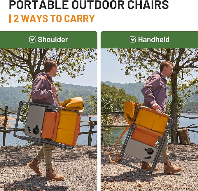 Timber Ridge XXL Director’s Chair – Heavy Duty Folding Camping Chair for Adults, 500lb Capacity, Extra Wide Padded Seat for Camping, Sports, Lawn, Courtyard, and Outdoor Use, Orange