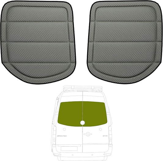 Rear Door Window Covers(Pair) for Mercedes-Benz Sprinter 2019-2026 (Full Plastic Frame), Magnetic Insulated Blackout Sunshade, XPE Foam Core, AllSeasonGuard