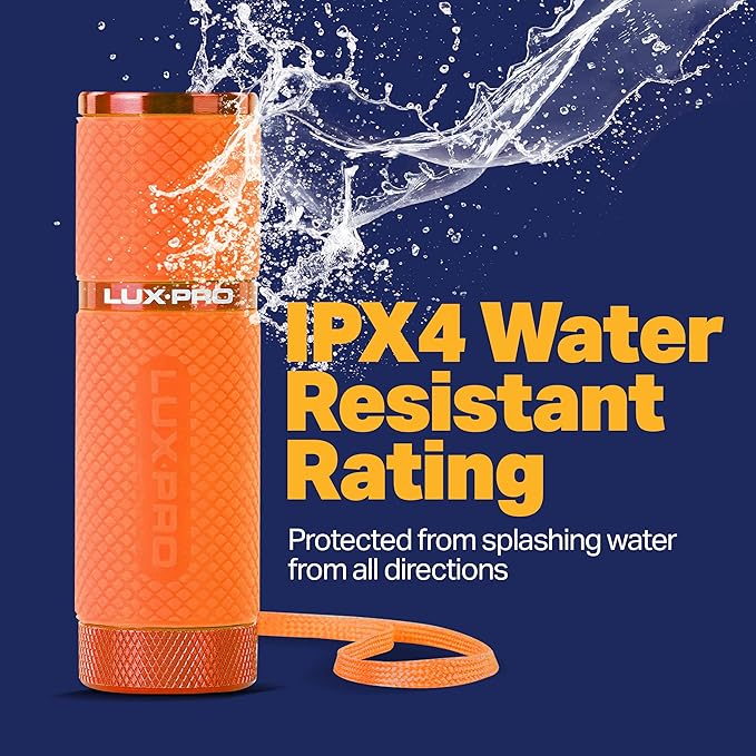 LUXPRO 3 Pack Mini Flashlights - LP395 Gel Glow in Dark - Aluminum LED Flashlights with Maximum Brightness of 40 Lumens - IPX4 Water Resistant - 3 AAA Batteries Included - Pink, Orange & Teal