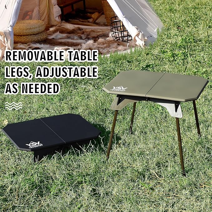 Ultralight Folding Camping Table - 2 Height Adjustable Portable Outdoor Picnic Beach Desk with Carry Bag,Compact for Backpacking,Camp,Travel,Patio