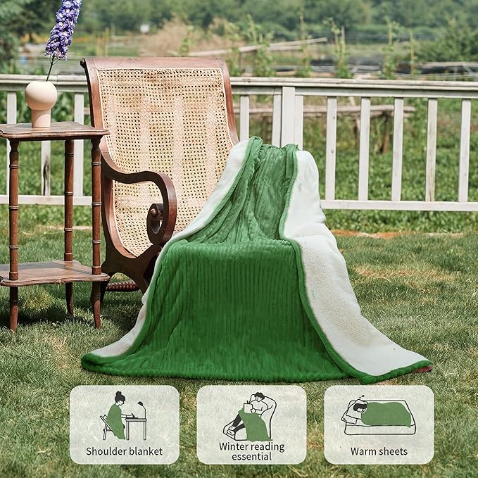Texciting Heated Blanket Electric Blanket Throw 50”X60”-Heating Throw with 5 Heat Settings-3 Hours Auto Off,ETL Certified,Machine Washable (Emerald Green)