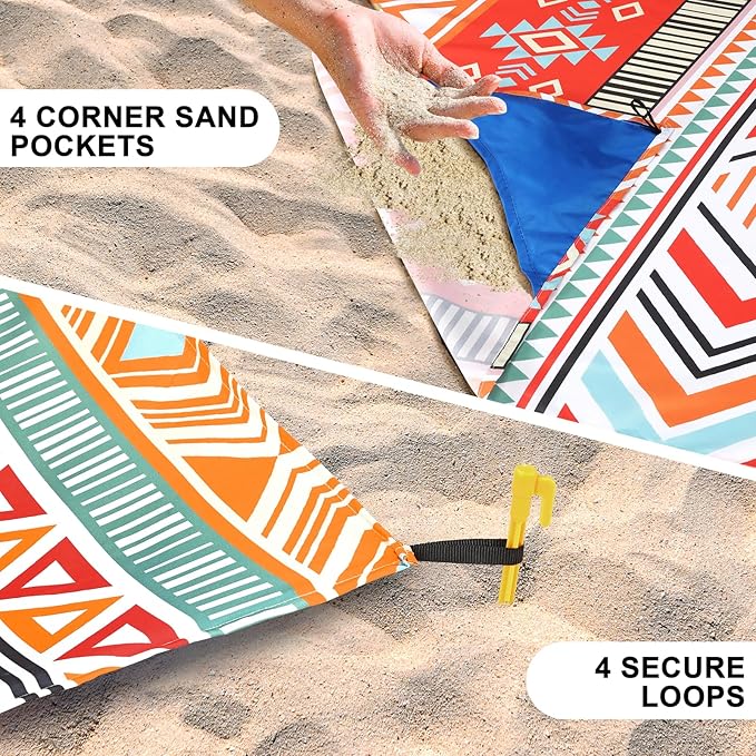 HIHOHO Beach Blanket Waterproof Sandproof Extra Large Beach Mat 79" X 83"/120"x108"for 1-8 Adults Quick Drying Durable Outdoor Picnic Mat for Beach Travel Camping Hiking