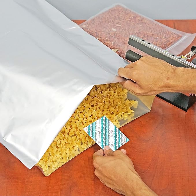 Dry-Packs 5-Gallon, 20"x30" Mylar Bags and 2000cc Oxygen Absorbers, 20 Pack - For Food Shipping & Storage, Silver