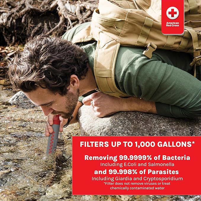 Officially Licensed American Red Cross 4 Stage Water Filter Straw