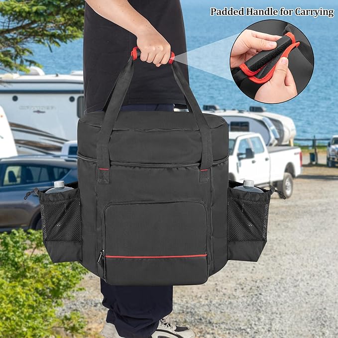 samdew Stove Carry Bag Compatible with Coleman 4-in-1 Portable Propane Camping Stove, Outdoor Grill Storage Case with Pockets for Grill Tools, for Camping, Tailgating, Grilling, Bag Only