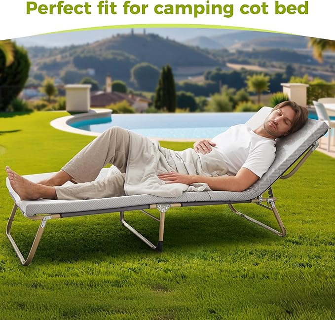 Jamdok Cooling Foam Camping Mattress for Hot Sleeper,Waterproof Sleeping Pad with Carry Bag,Roll Up Cot Mattress Topper for Summer Camping Bed,Hiking,Car,Portable(75 x 30 x 2 inches)