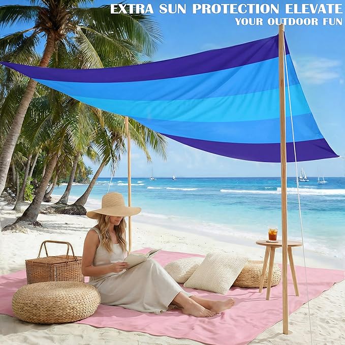 Famstar Beach Blanket Oversized Extra Large 78" X 81",Waterproof Sandproof Beach Blanket 1-7 Adults Lightweight Durable for Travel Camping Hiking Picnic