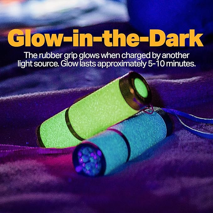 LUXPRO 3 Pack Mini Flashlights - LP395 Gel Glow in Dark - Aluminum LED Flashlights with Maximum Brightness of 40 Lumens - IPX4 Water Resistant - 3 AAA Batteries Included - Pink, Green, Teal