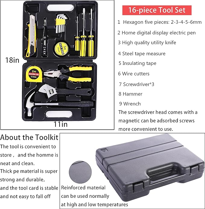 HAIPHAIK Car Emergency Roadside Kit - Roadside Assistance Emergency Kit, Car Emergency Kit with Jumper Cables, Safety Kits for Cars,Folding Shovel, Tow Rope,Car Tool Kit