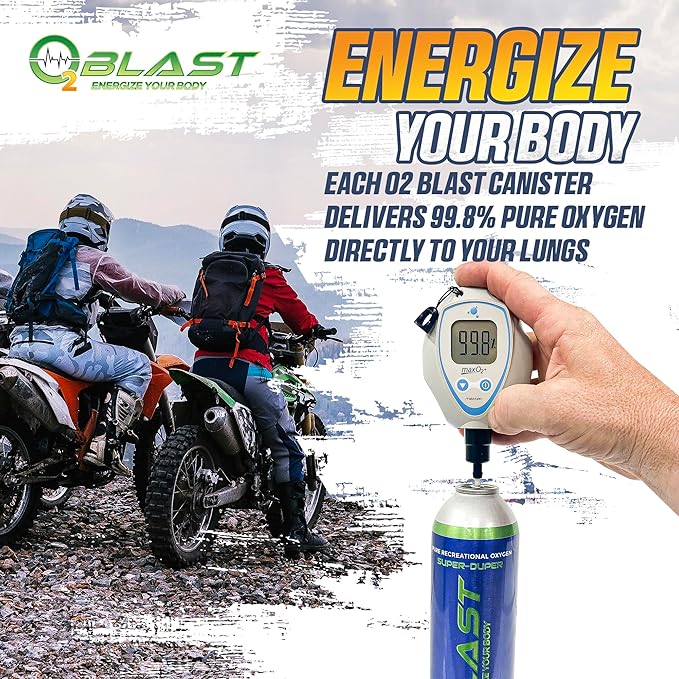 O2 Blast - Portable Oxygen Can, Filled with 99.99% Pure Oxygen in a Can with Breathing Mask for Sports, Travel, and High Altitude Use | On-the-Go Air Support for Hiking and Outdoors – 10L, 5-Pack