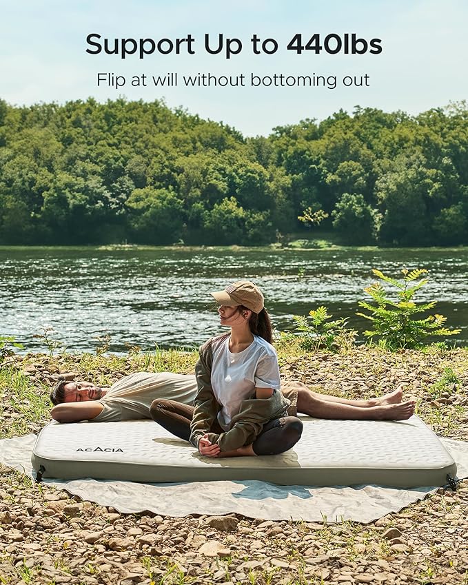 Acacia 4" Thick Self Inflating Sleeping Pad with Foam, Innovative Y-Shaped Telescopic Structure, Ultraportable Camping Air Mattress with Pump Sack, Easy Roll Up Sleep Bed for Travel Tent Car
