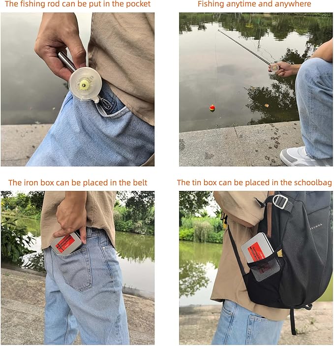 Emergency Survival Fishing Iron Box Telescopic Fishing Rod 21 Fishing Gear Compact Camping Essentials for Outdoor in Backpack Doubles as First Aid Kit for Car or Travel SurvivalFishingRodBox