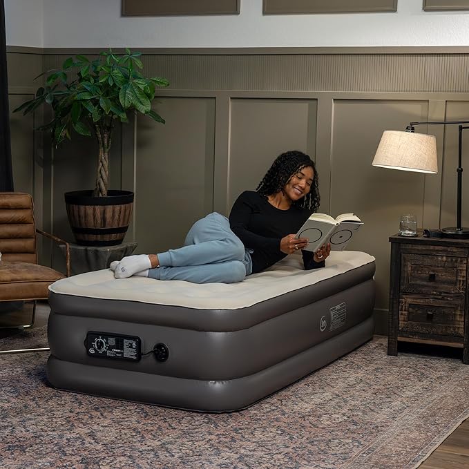 Serta Raised Air Mattress with Never Flat Pump | Luxury Inflatable Mattress with Built in Air Pump to Ensure a Good Night’s Rest | Heavy Duty Blow Up Mattress with Self Inflating Pump