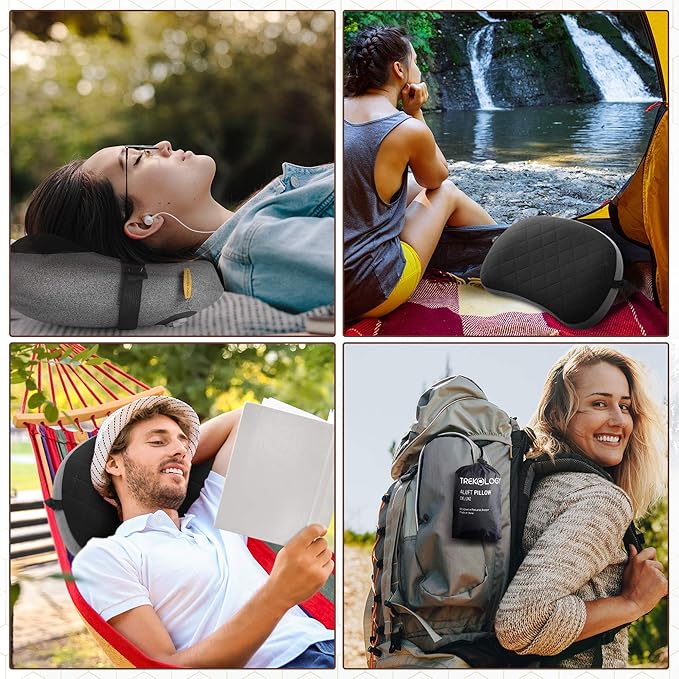 TREKOLOGY Camping Pillow with Removable Cover, Inflatable Pillow for Backpacking, Ultralight Inflatable Camp Pillows for Sleeping Portable Compact Pillow for Hiking Travel