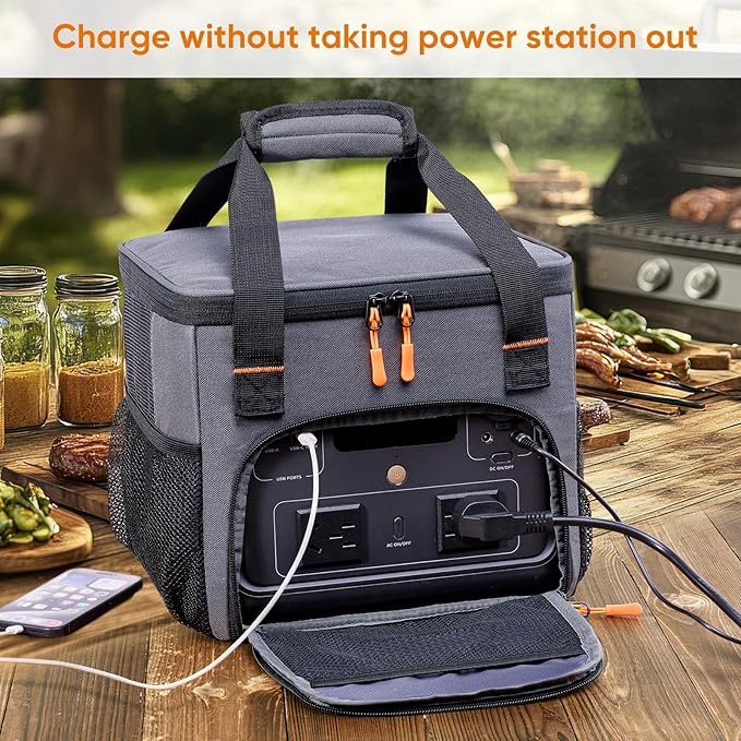 Heavy-Duty Portable Power Station Storage Bag Compatible with Ecoflow RIVER 2 Max and RIVER 2 Pro Solar Power Station Carrying Case for Outdoor Camping Essentials Case Only