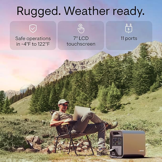 Enphase IQ PowerPack 1500 Wh Portable Power Station | UL 9540A Certified Solar Generator | Home Backup Power Outage | LFP Battery | IQ8 Microinverters | Enphase App | 11 Ports 1500 W