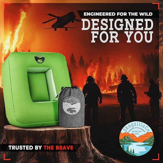 SkogzillaCo- Camping Inflatable Pillow Dual Chamber Ultralight Backpacking Pillow for Camping, Hiking & Travel, Blow Up Pillow with Adjustable Neck, Compact Portable- Green