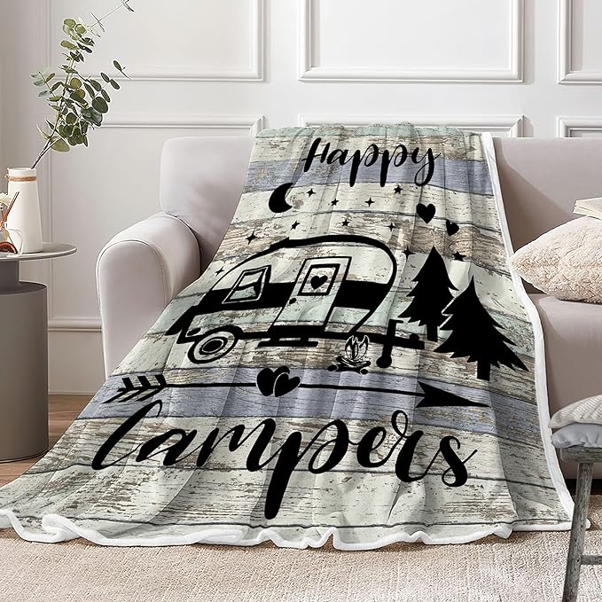 Travel Throw Blanket,Outdoor Throw Blanket, Camping Blanket for Women Men Kids Adults, Blankets Gift for Camping Lovers, Camping Decor for Bedding RV Campsite Hiking