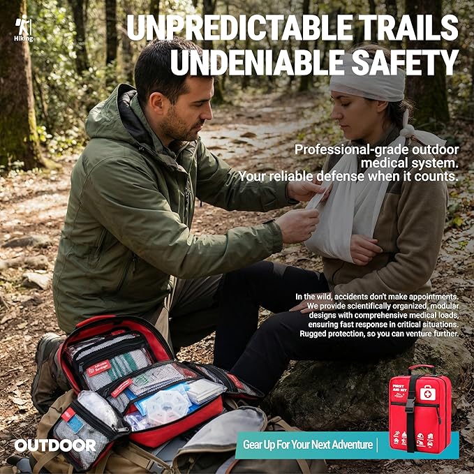 556 Piece Premium Large First Aid Kit, Survival Medical First Aid Bag – Labelled Compartments, Workplace Essential, Home & Sports, Molle Tactical Rip-Away Design, First Responders' Choice for Trauma
