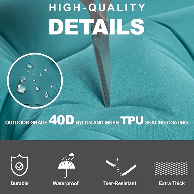 Sleeping Pad with Pillow, Self Inflating Extra-Thick, Ultralight Sleeping Mat, Built-in Pump, Ultimate for Camping, Hiking, Traveling, Airpad, Carry Bag, Compact & Lightweight Air Mattress (Peacock)