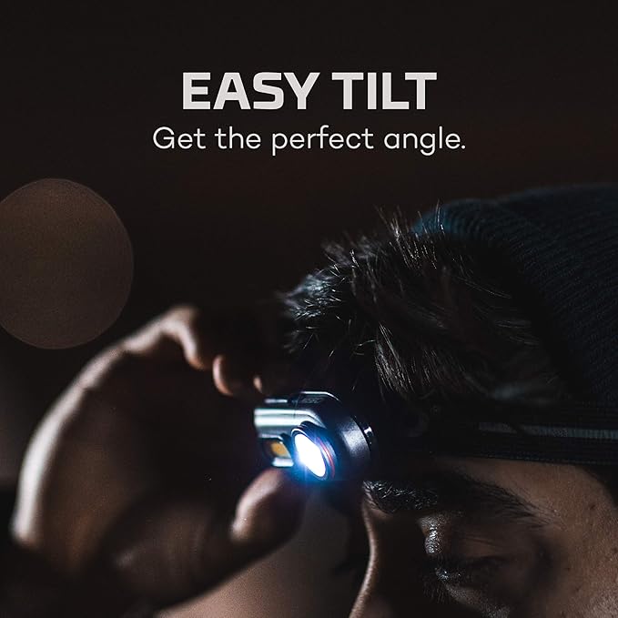 NEBO Einstein Powerful 400 Lumen Headlamp with Rechargeable Battery | Compact Low-Profile Headlamp with 5 Light Modes