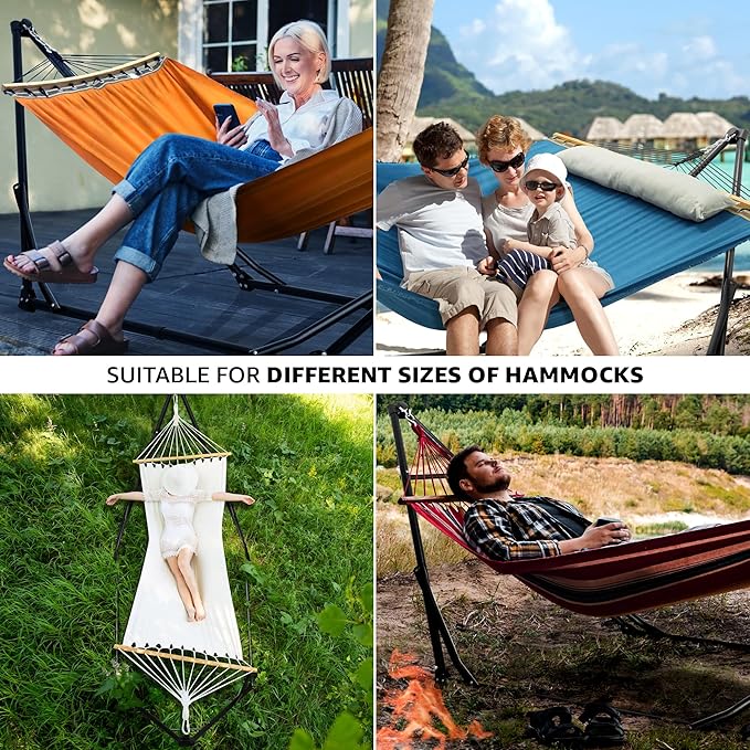Tranquillo Unity Adjustable Hammock Stand, 800 lbs Capacity Steel Double Hammock Stand for 2 Persons, Premium Pre-Assembled Stand for Indoor Outdoor, Blue