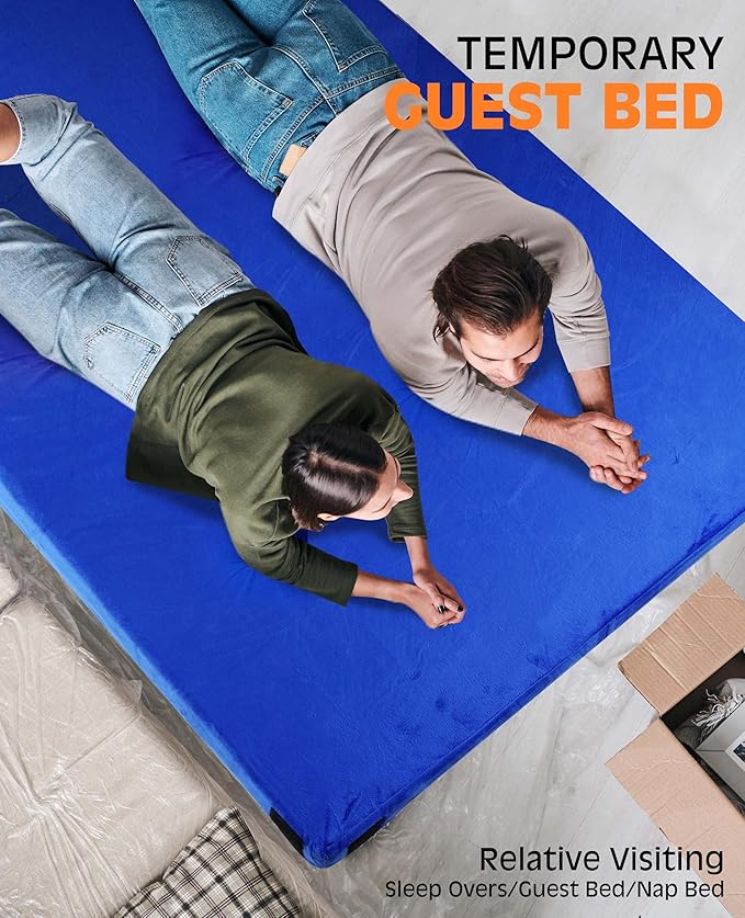 Extra Thick GAIALOOP 4 INCH Memory Foam Camping Mattress, Roll Up Floor Sleeping Mat Camp Cot Mattress Pad Travel Camping Couch Bed for Guest Adults Side Sleepers