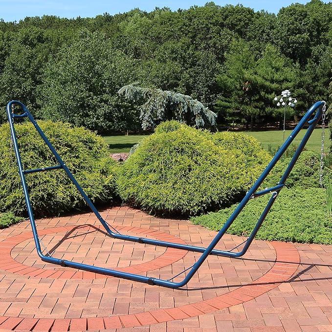 Sunnydaze Decor Universal Double Hammock Stand Only - 550-Pound Capacity - Heavy-Duty Hammock Stand for Outside - Fits 9 to 14 Foot Hammocks - Blue