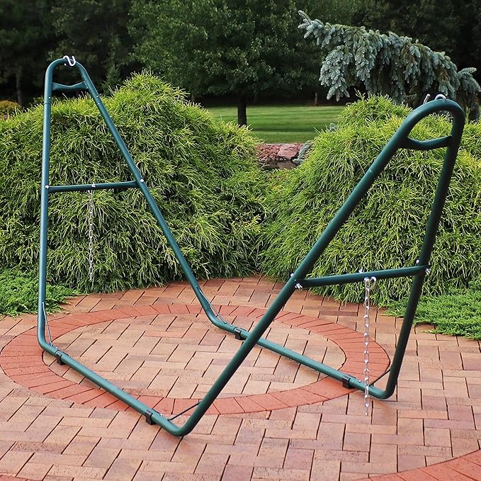 Sunnydaze Decor Universal Double Hammock Stand Only - 550-Pound Capacity - Heavy-Duty Hammock Stand for Outside - Fits 9 to 14 Foot Hammocks - Green