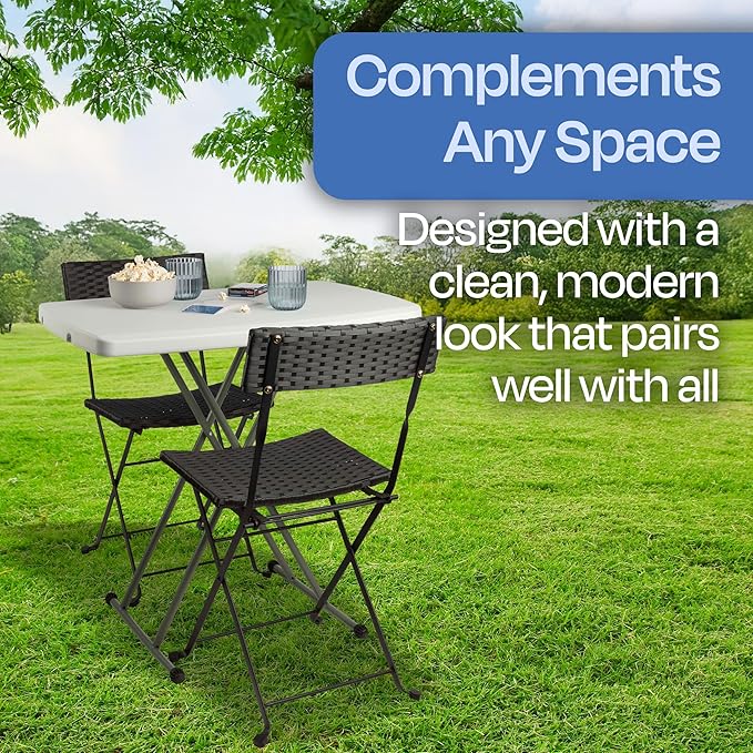 Lavish Home Portable Folding Tables - Lightweight Portable Folding Desk with Adjustable Height - Small Plastic Table for TV Tray, Playing Cards, and Craft Room (Set of 2/White/2.5 FT Wide)