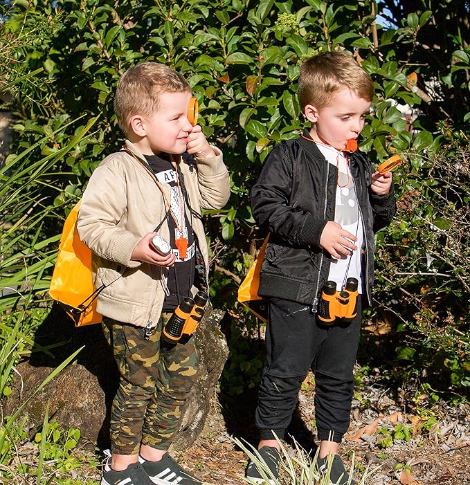 Adventure Kidz - Outdoor Exploration Kit, Children’s Toy Binoculars, Flashlight, Compass, Whistle, Magnifying Glass, Backpack. Great Kids Gift Set for Camping, Hiking, Educational and Pretend Play.